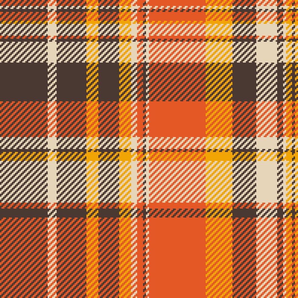 Vibrant autumnal plaid pattern. Warm orange, brown, and beige hues create a cozy, textured design perfect for fallthemed projects, fashion, or website backgrounds. vector