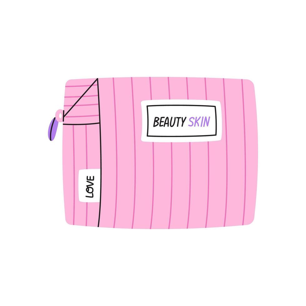 Makeup bag illustration. Flat illustration isolated on white background. vector