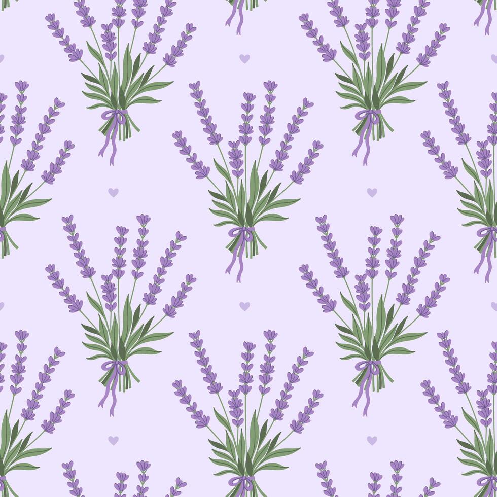 Pattern of lavender flowers on purple background vector