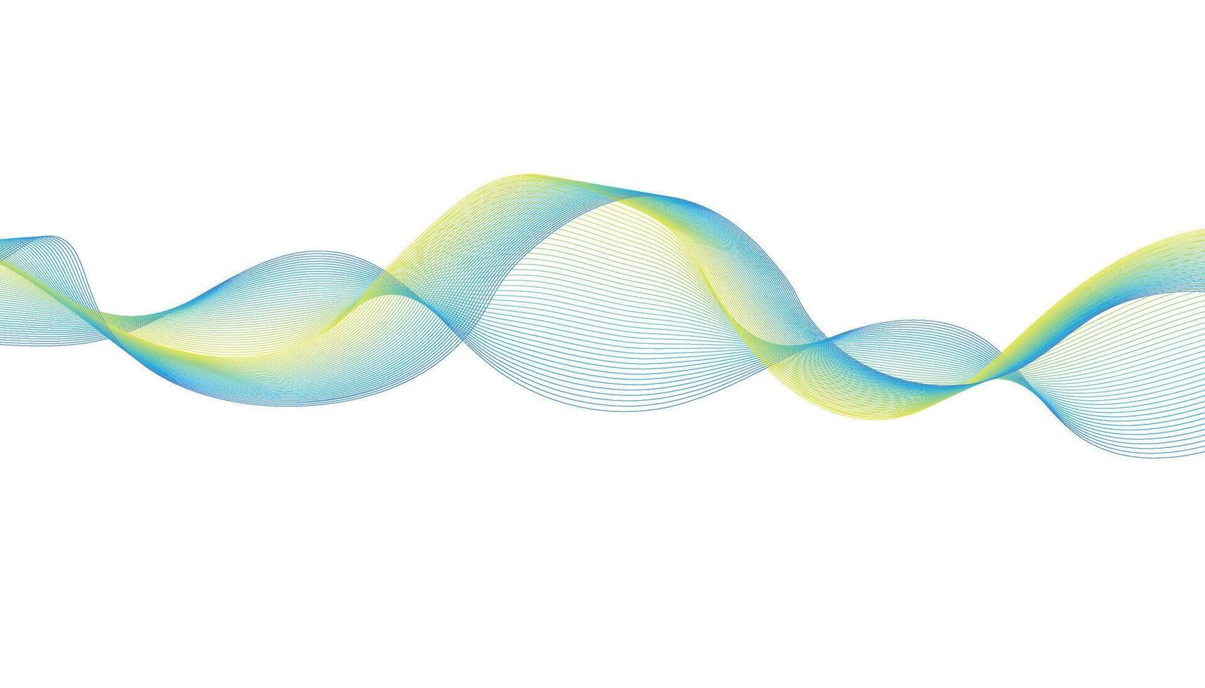 Blue and Green Abstract Wave Background, Smooth Gradient Lines on White vector