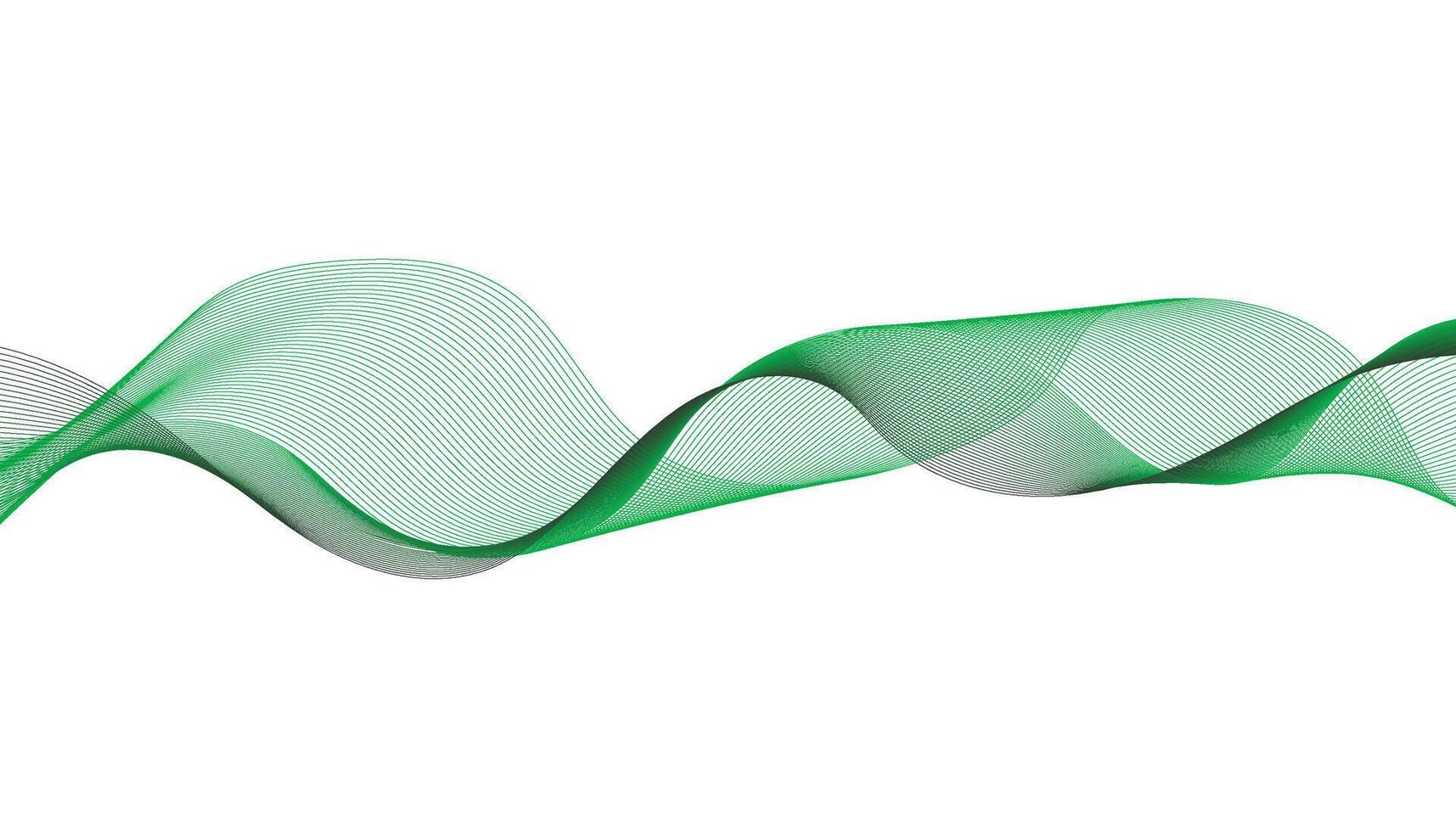 Green Wave Abstract Background, Smooth Curved Lines on White vector