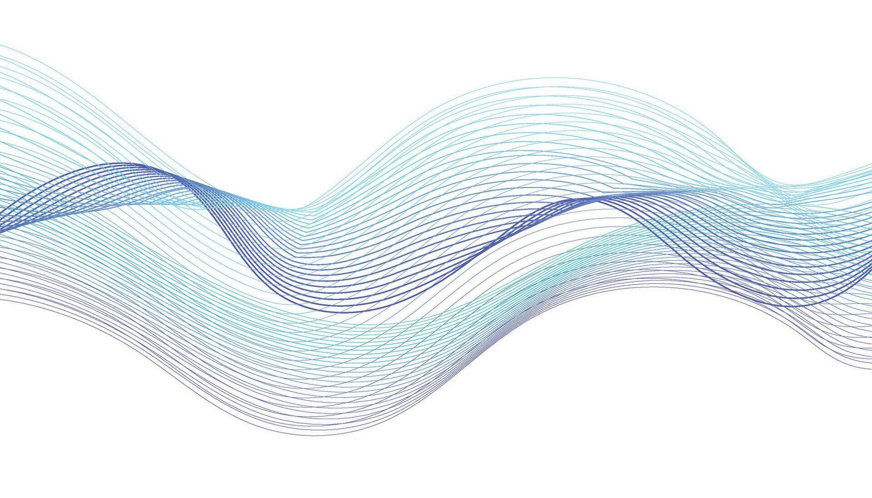 Abstract Blue Gradient Wavy Lines Background vector