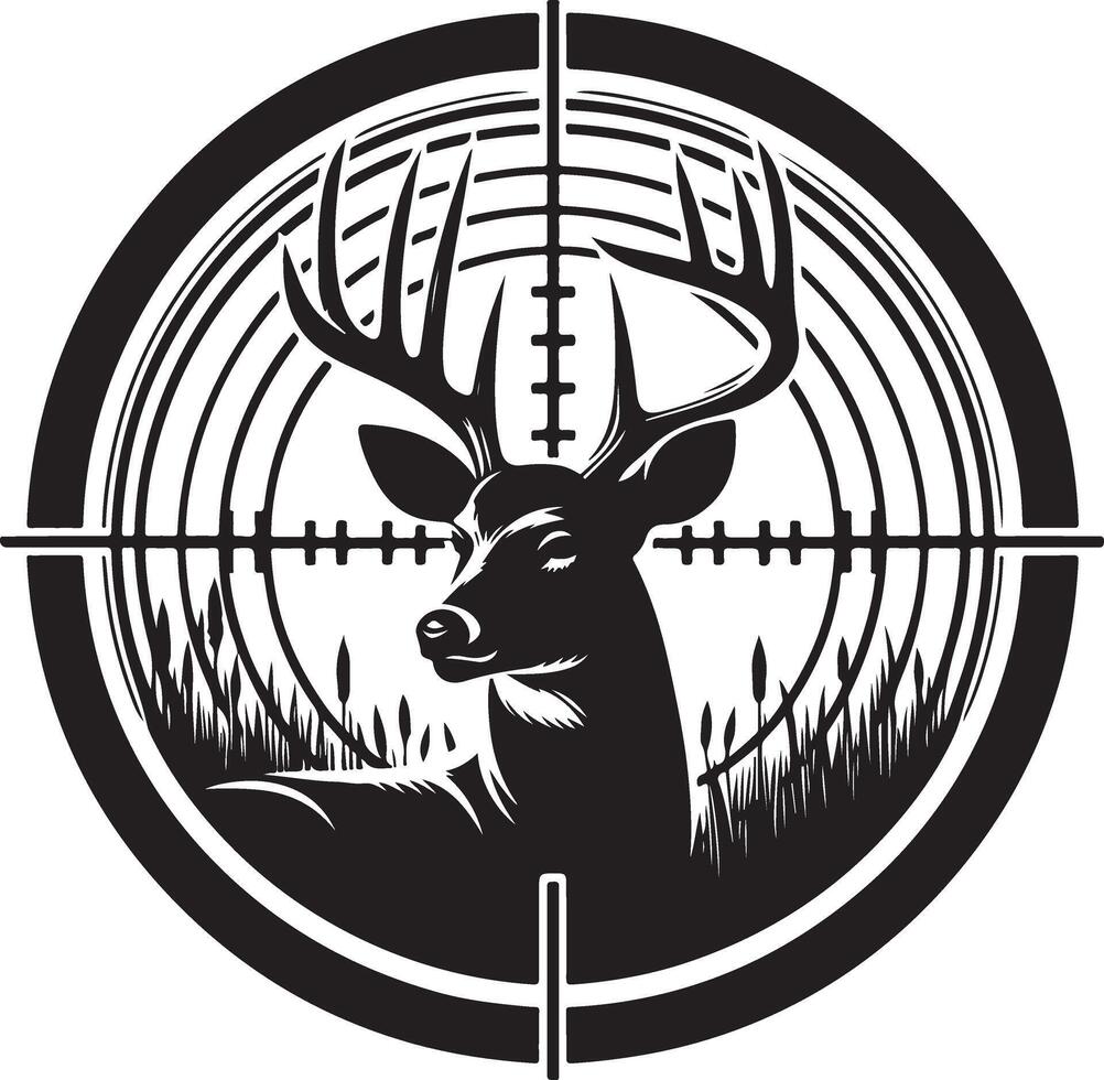 Deer in Crosshairs Target Hunting Silhouette vector
