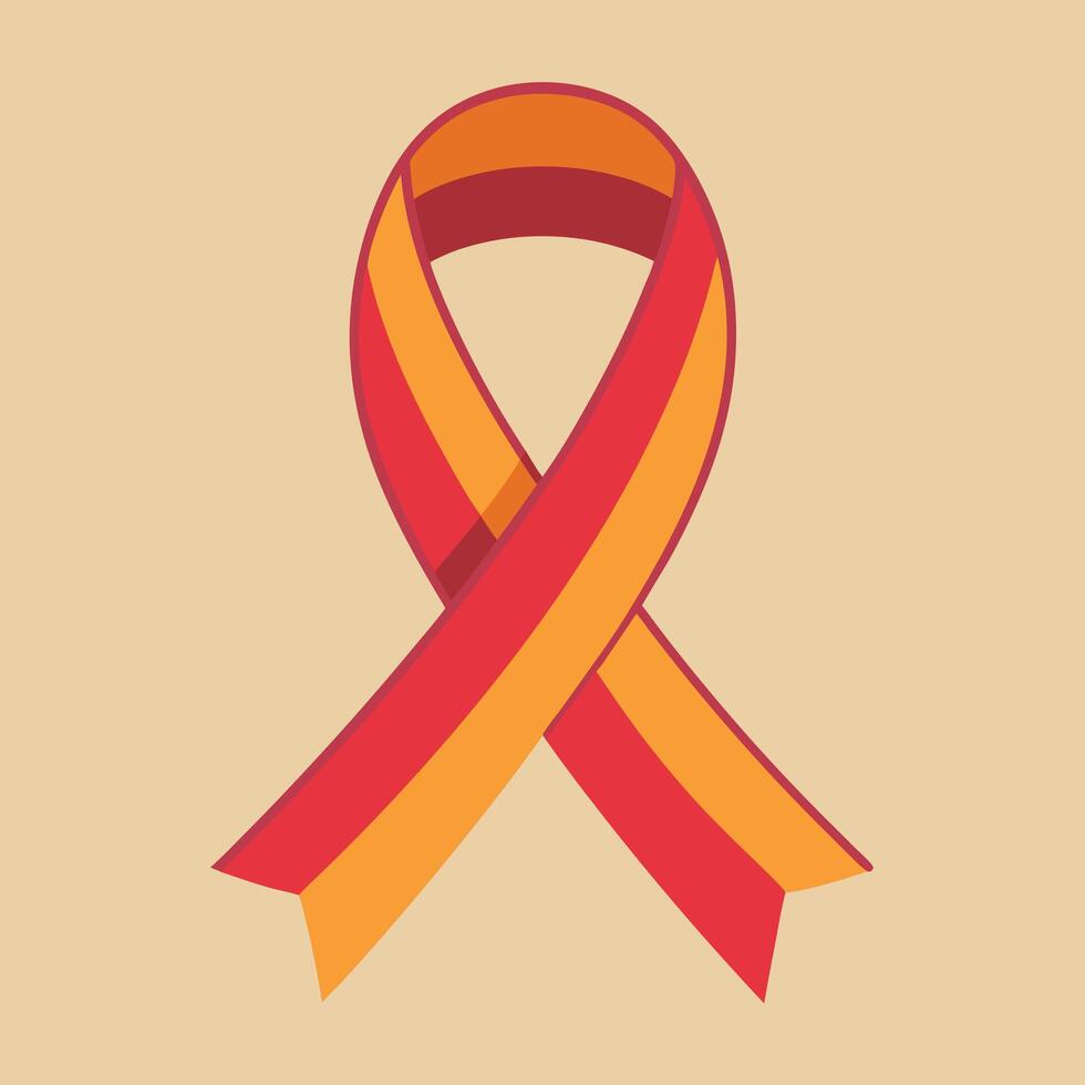 Red and Orange Awareness Ribbon Illustration, awareness ribbon graphic vector