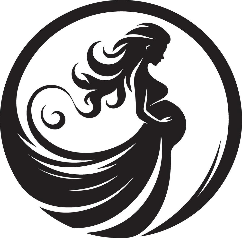 Stylized Silhouette of Pregnant Woman with Flowing Dress vector