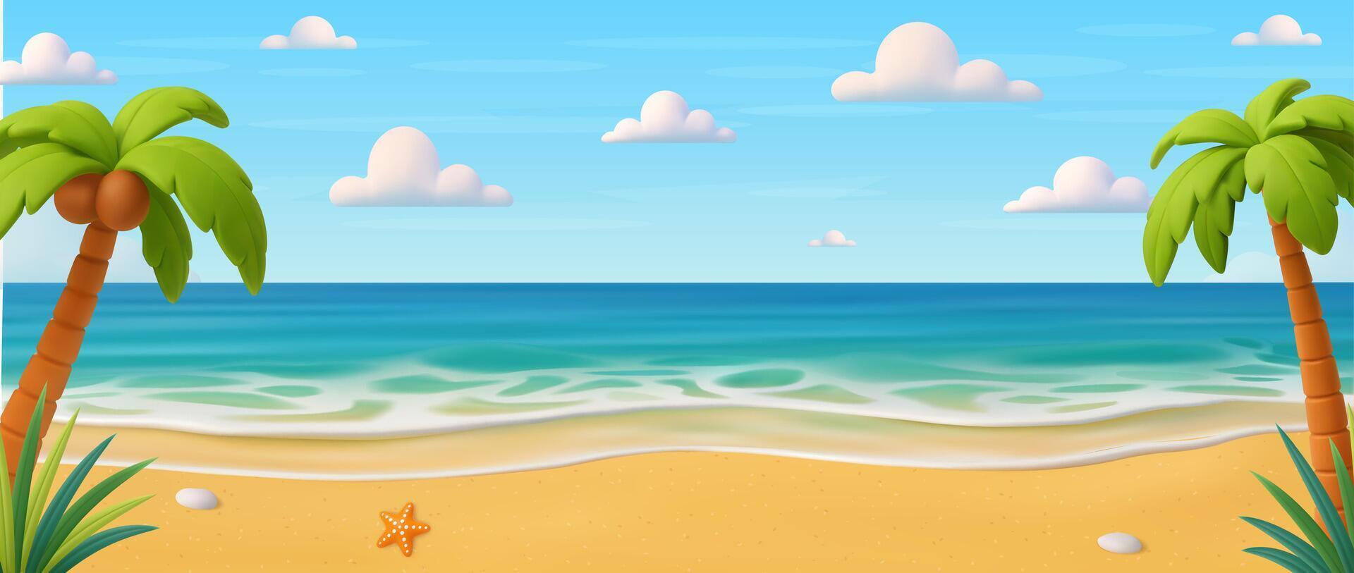 3d summer beach. vector