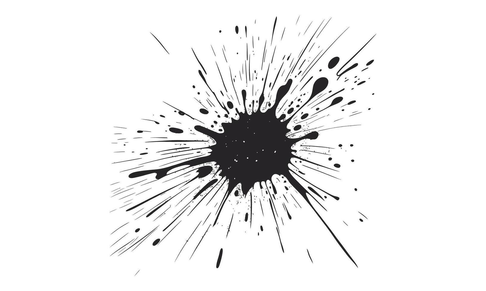 black splash on white background. Grunge ink blots and drops. High-quality manually traced illustration. vector