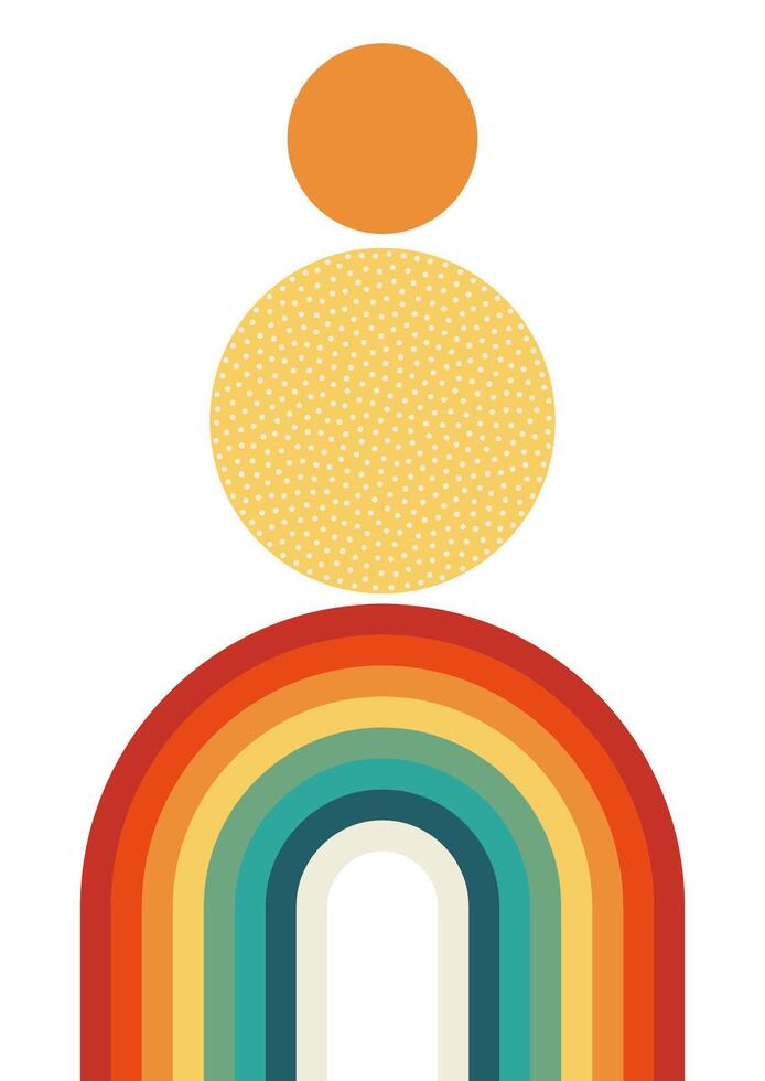 Modern minimal art background with rainbow design vector