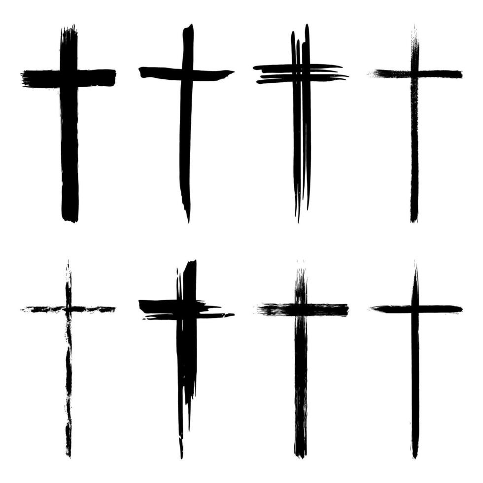 Collection of grunge crosses design vector