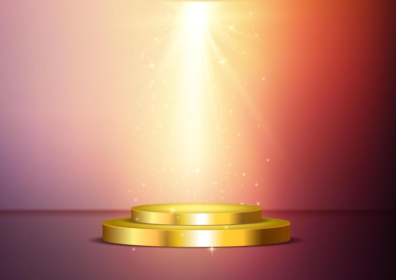 Golden podium with light rays vector