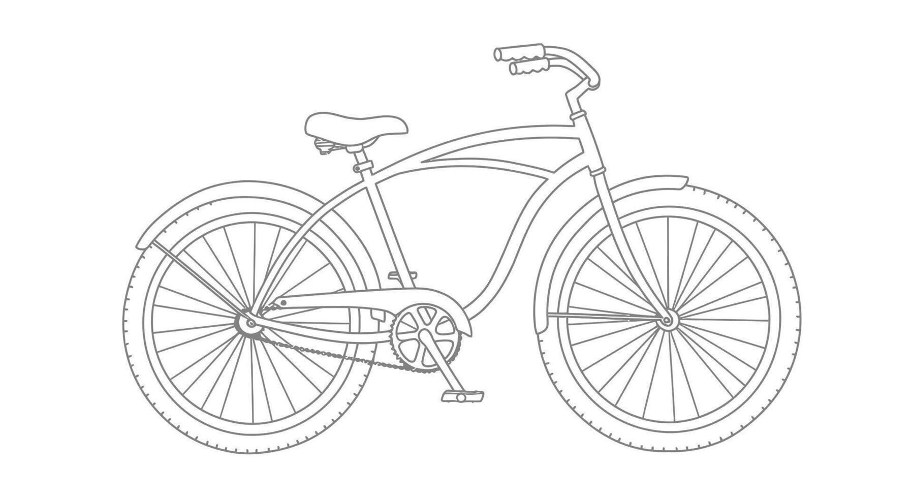 Relaxed Cruiser Bike with Wide Seat Coloring Page for Kids vector