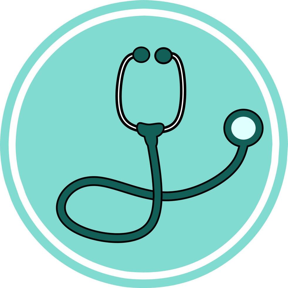 Medical And Healthcare Stethoscope green Color Icon In Flat Design Style in round circle background. Editable stroke. vector