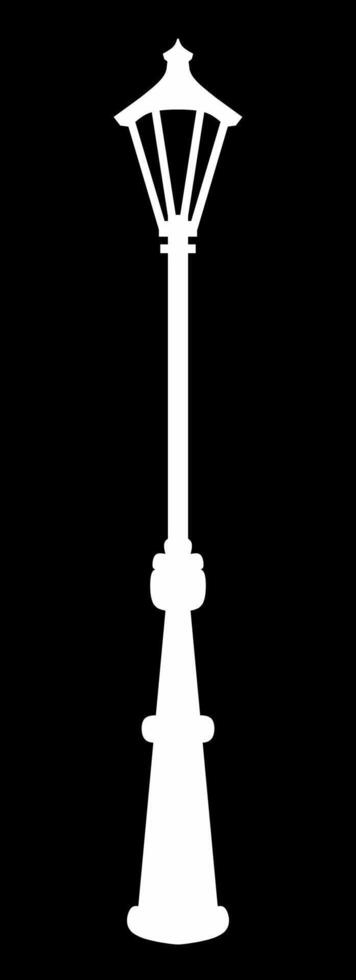 old street luminous lantern isolated on black background. Black color icon illustration. vector