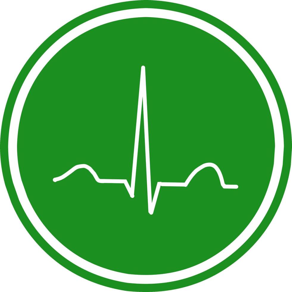Heart beat monitor pulse line art icon for medical apps and websites in green round background. vector