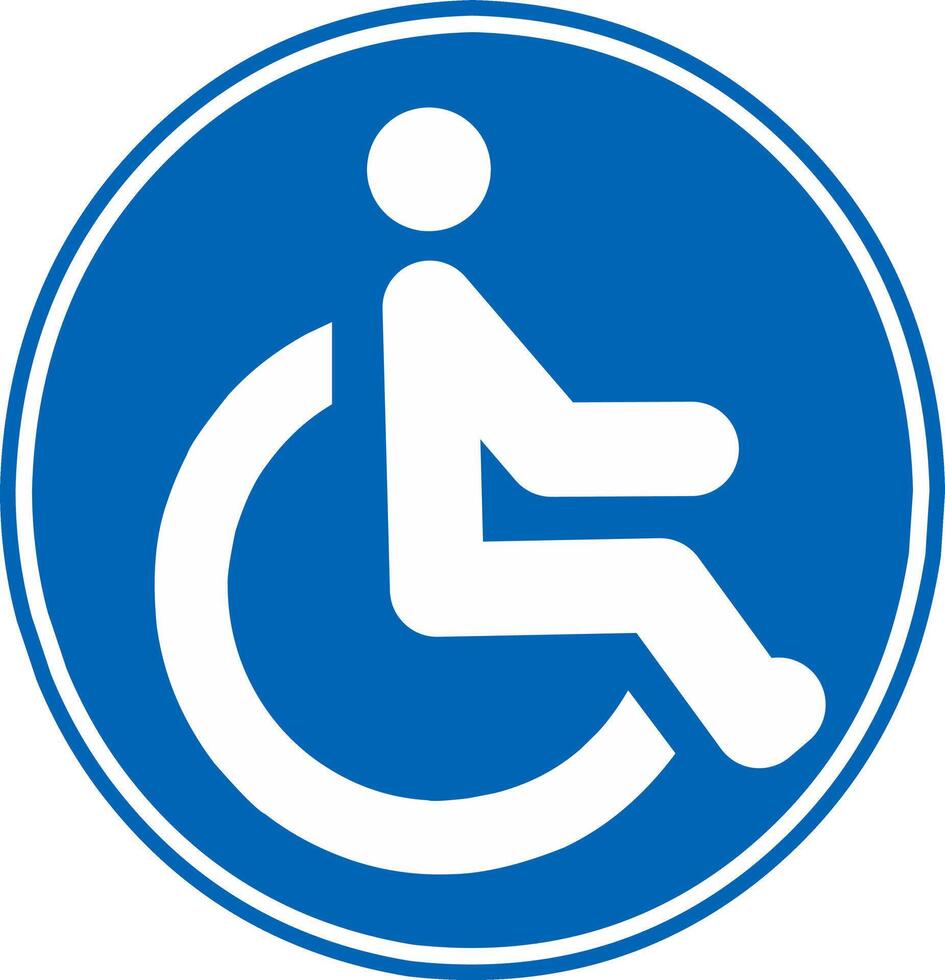 Disability handicap wheel chair icon on blue background. Fit for priority signs in public. vector