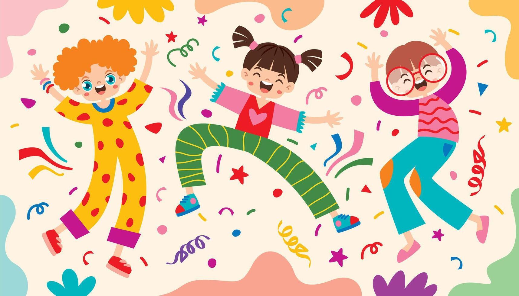 Kids jumping and celebrating together vector