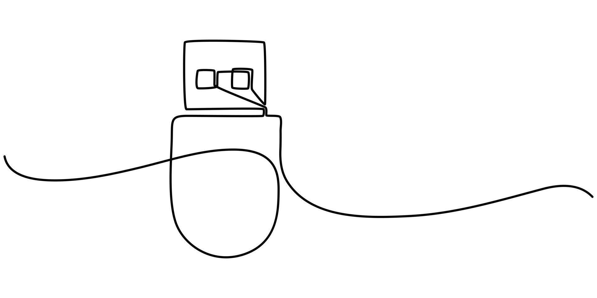 continuous one line drawing of usb symbol. abstract line art illustration vector