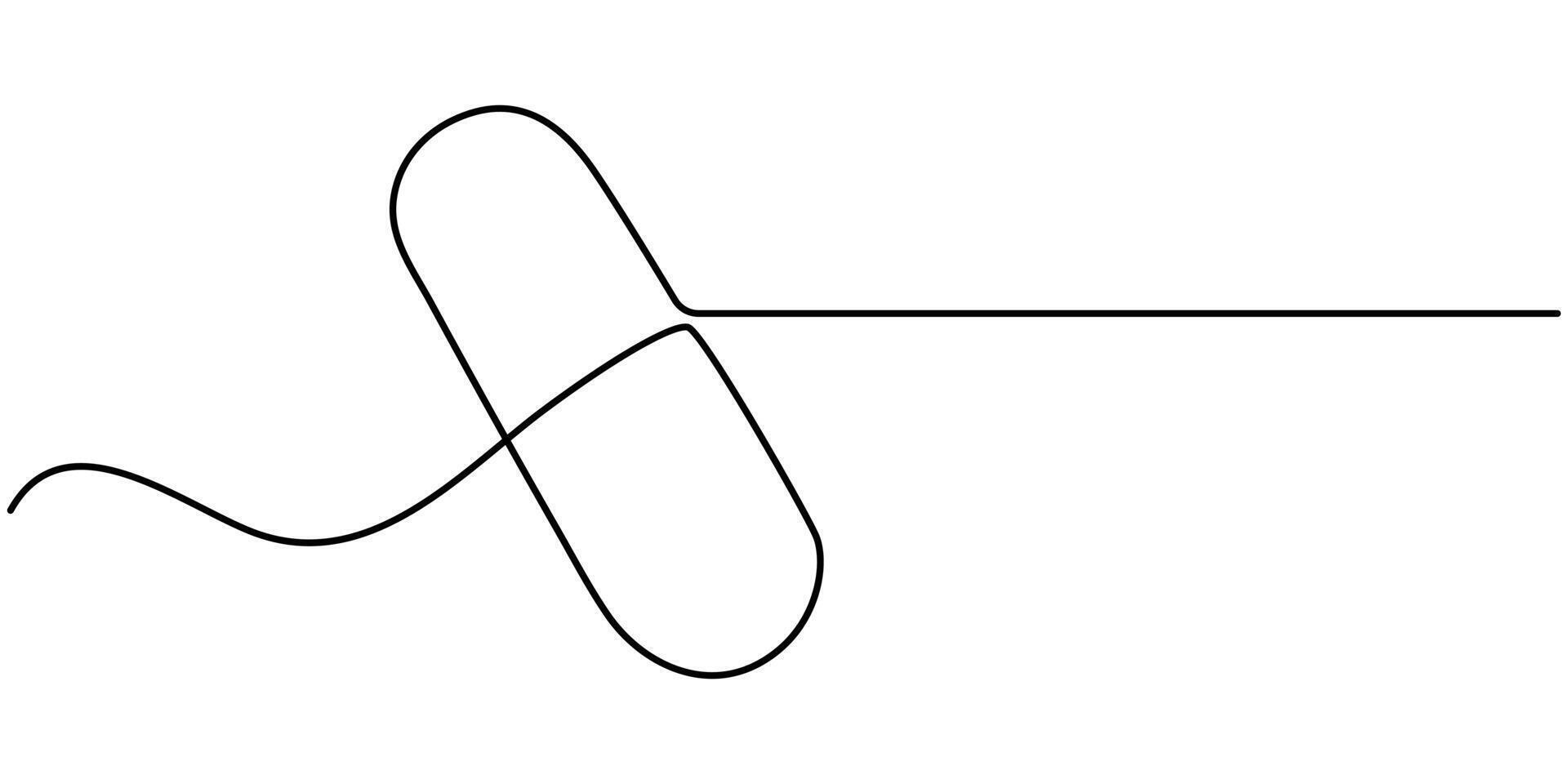 continuous one line drawing pills and capsules. vector