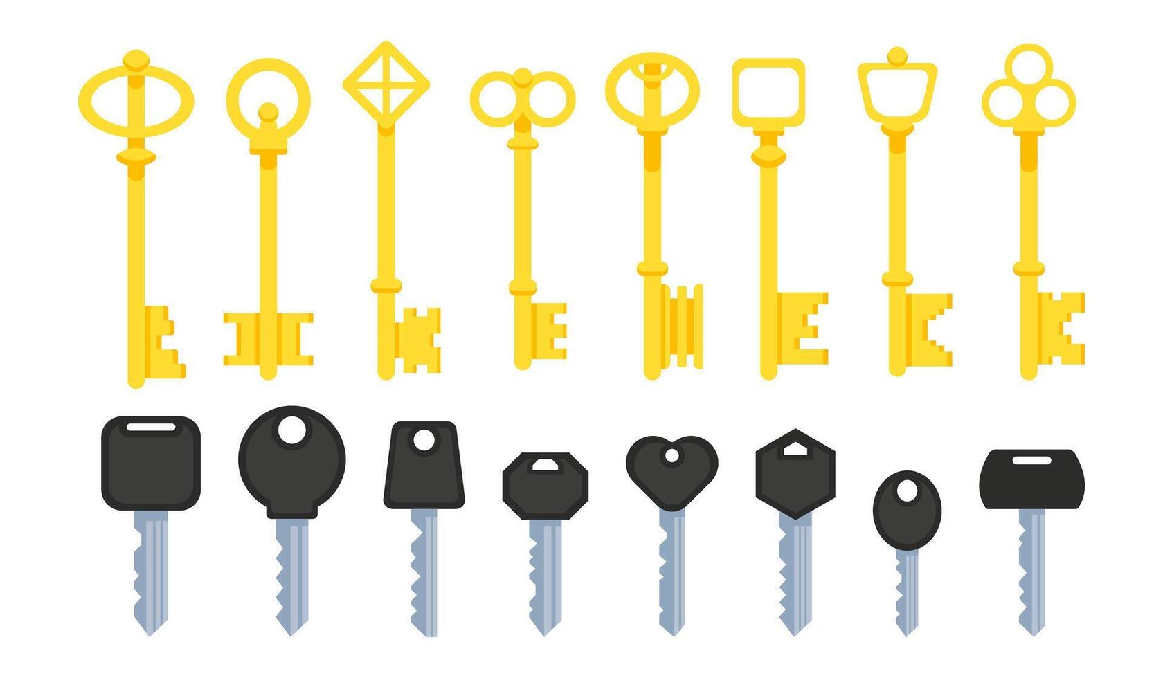 Flat Illustrations of a set of keys for locks in a simple style vector