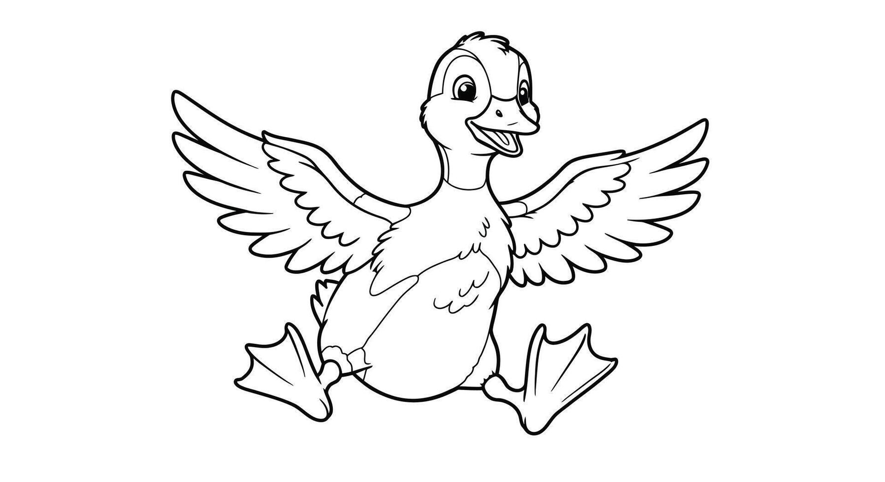 Adorable Cartoon Baby Goose Line Art for Childrens Bird Themed Coloring Page vector
