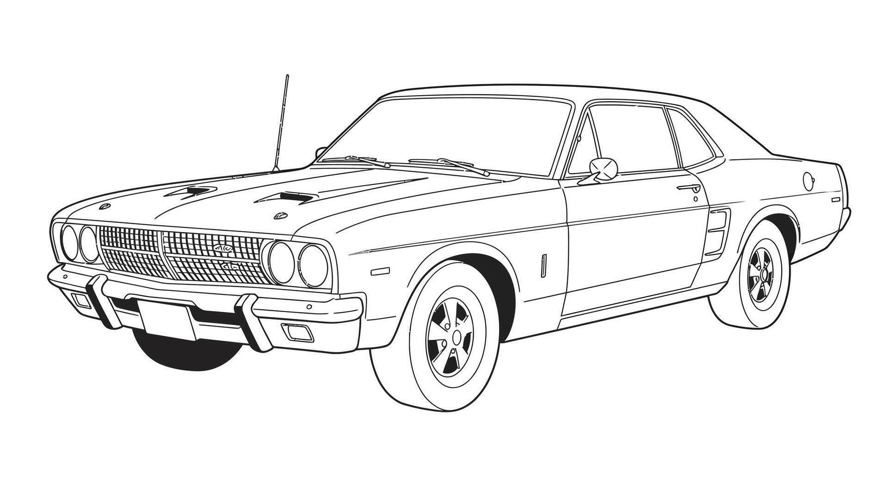 Powerful 1960s Muscle Car Classic Vehicle Kids Coloring Page vector