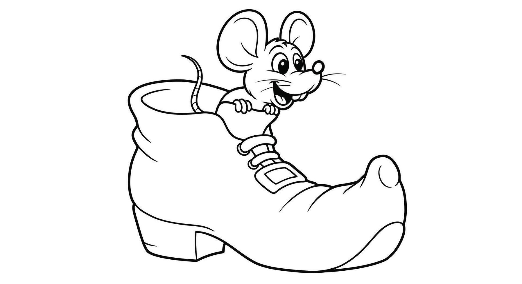 Cute cartoon style mouse peeking from a leprechaun shoe outline drawing perfect for children st patricks day vector