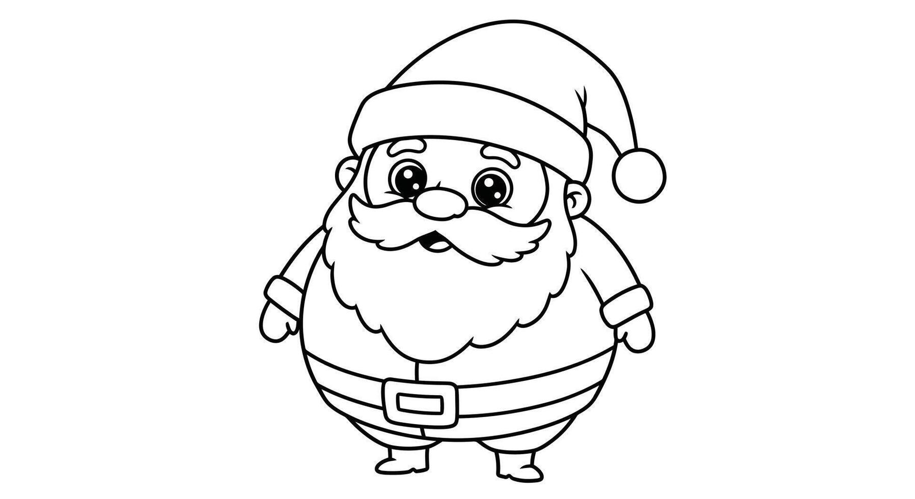 Jolly cartoon style Santa Claus character outline artwork ideal for children's Christmas holiday coloring fun vector