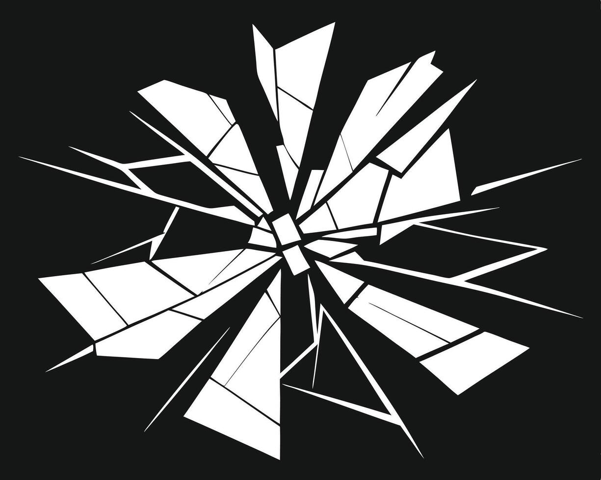 Monochrome Shattered Glass Effect Abstract Design with Sharp Edges and Fragments vector
