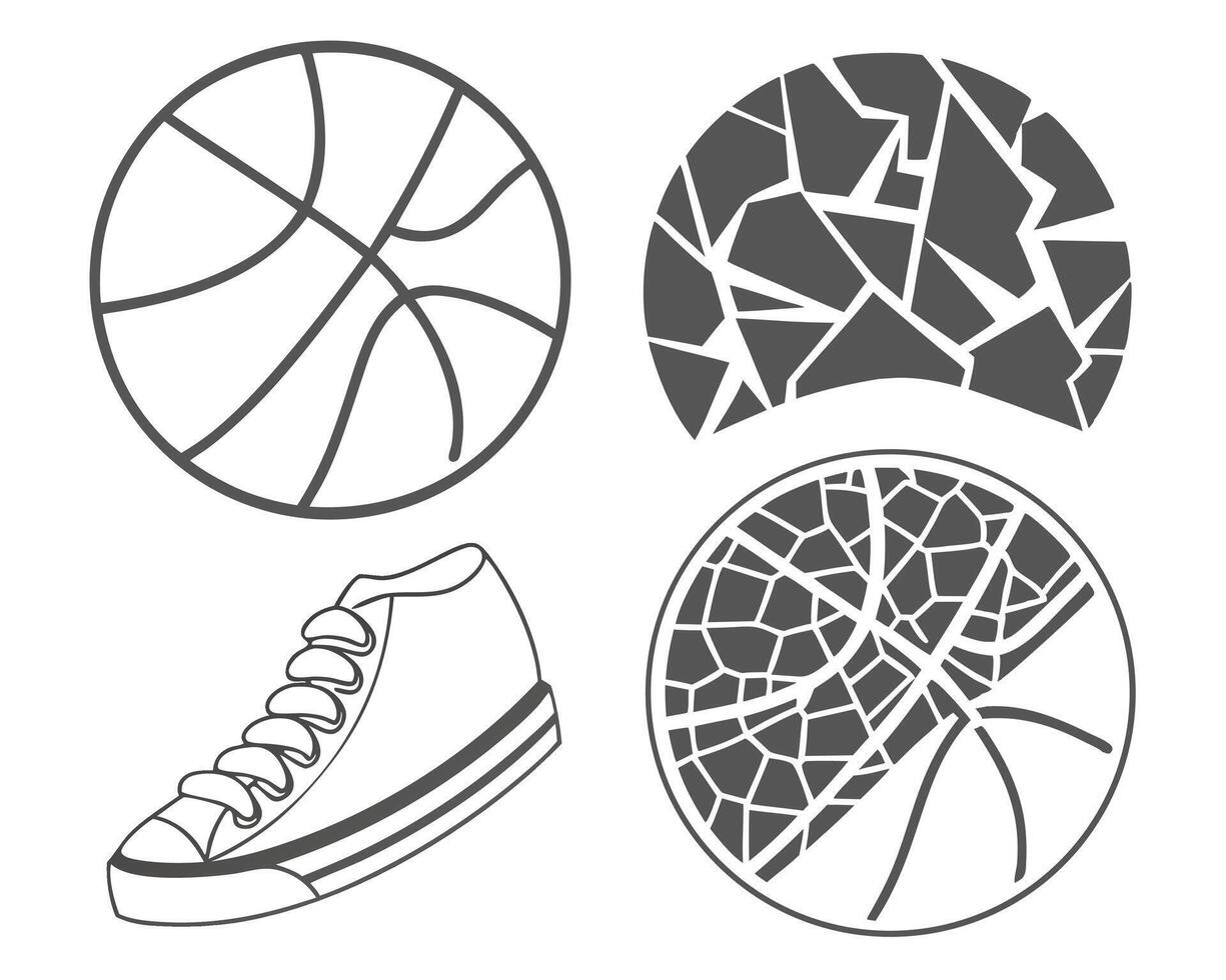 Basketball Sneaker and Abstract Designs in a Graphic Illustration vector