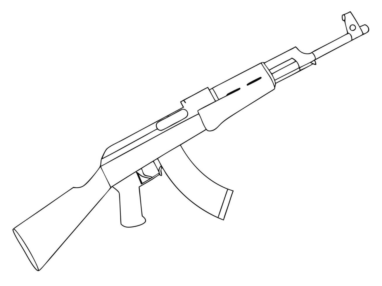 Detailed Line Art Illustration of an AK 47 Assault Rifle vector