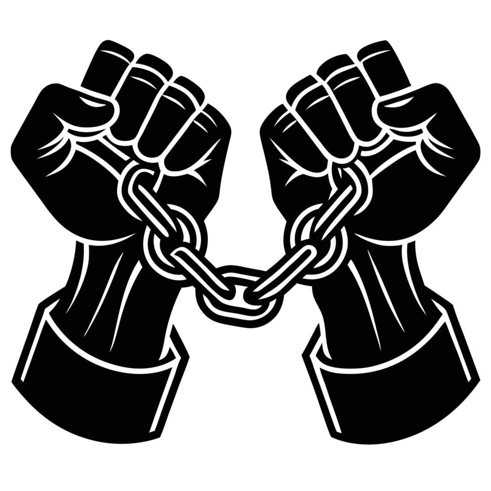 Symbolic Representation of Shackled Hands A Visual Metaphor for Oppression vector