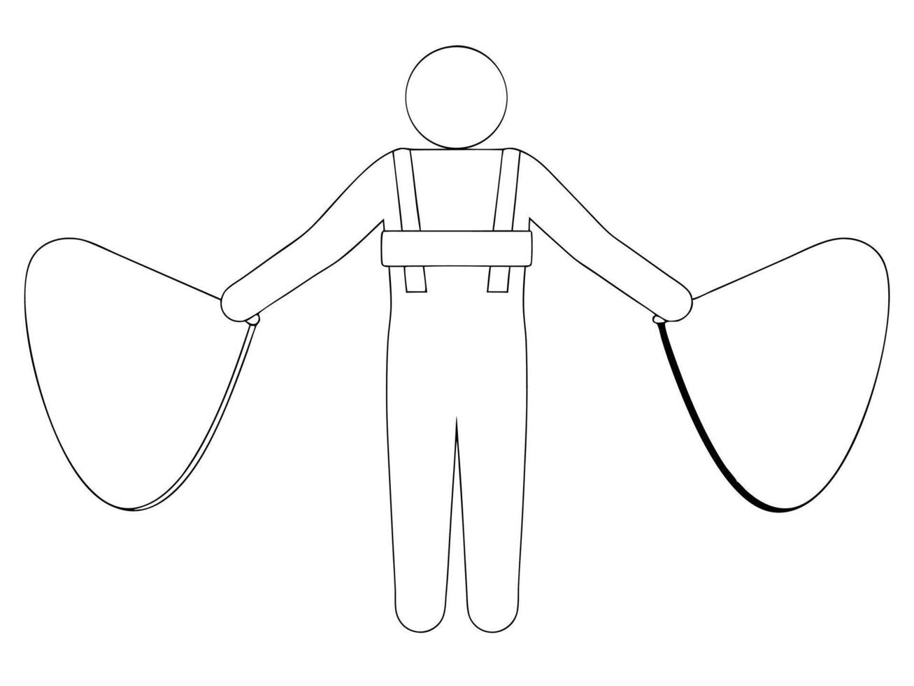 Line Art Illustration of a Person Holding Two Fishing Nets vector