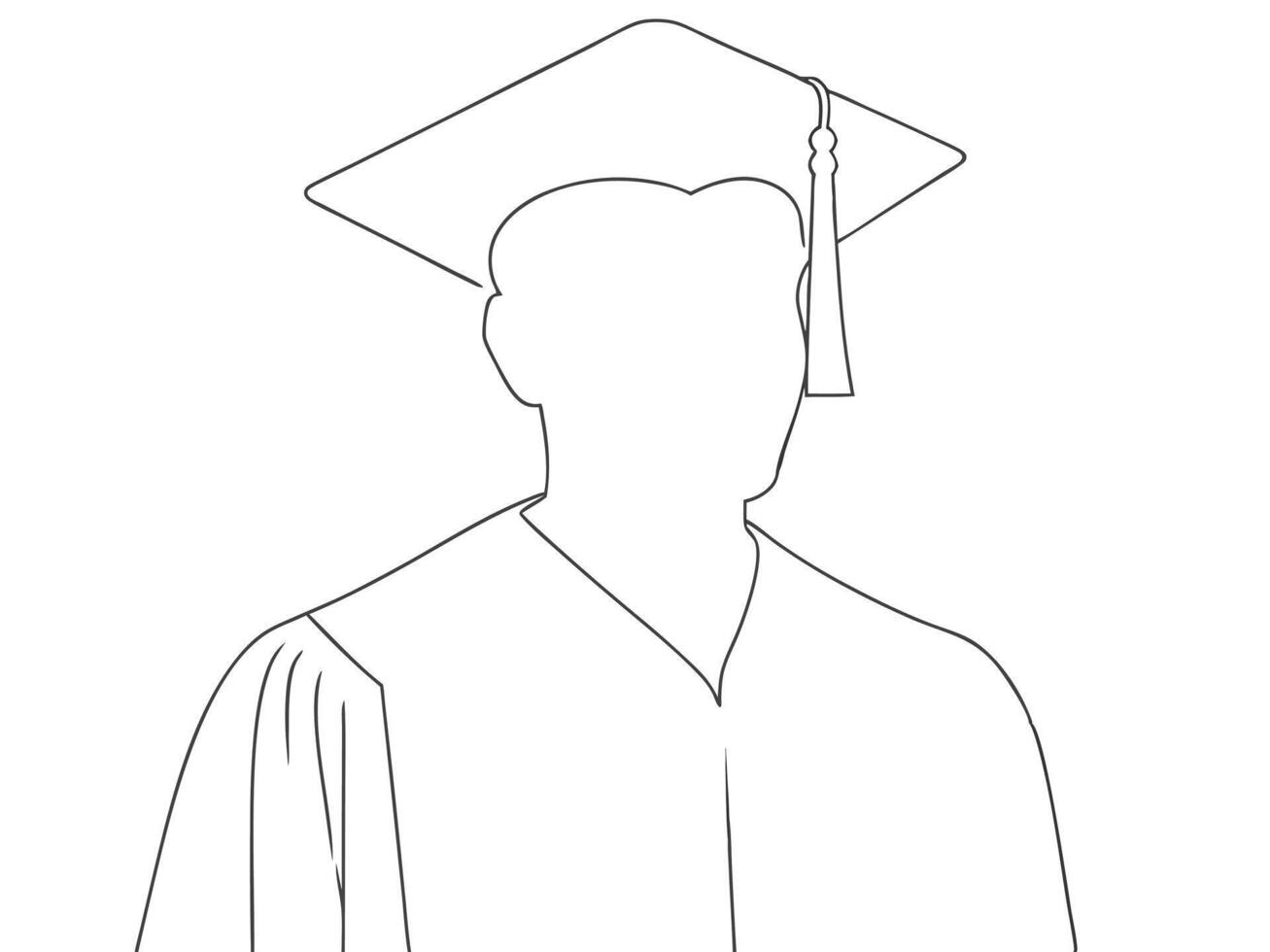Line Art Illustration of a Graduate Wearing a Cap and Gown vector