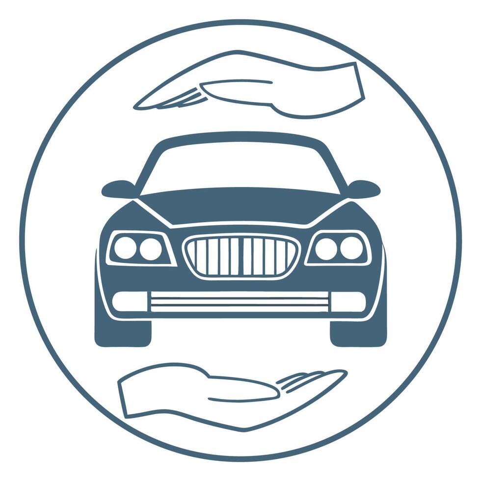 Car Protection and Care Symbol with Hands in a Circle vector