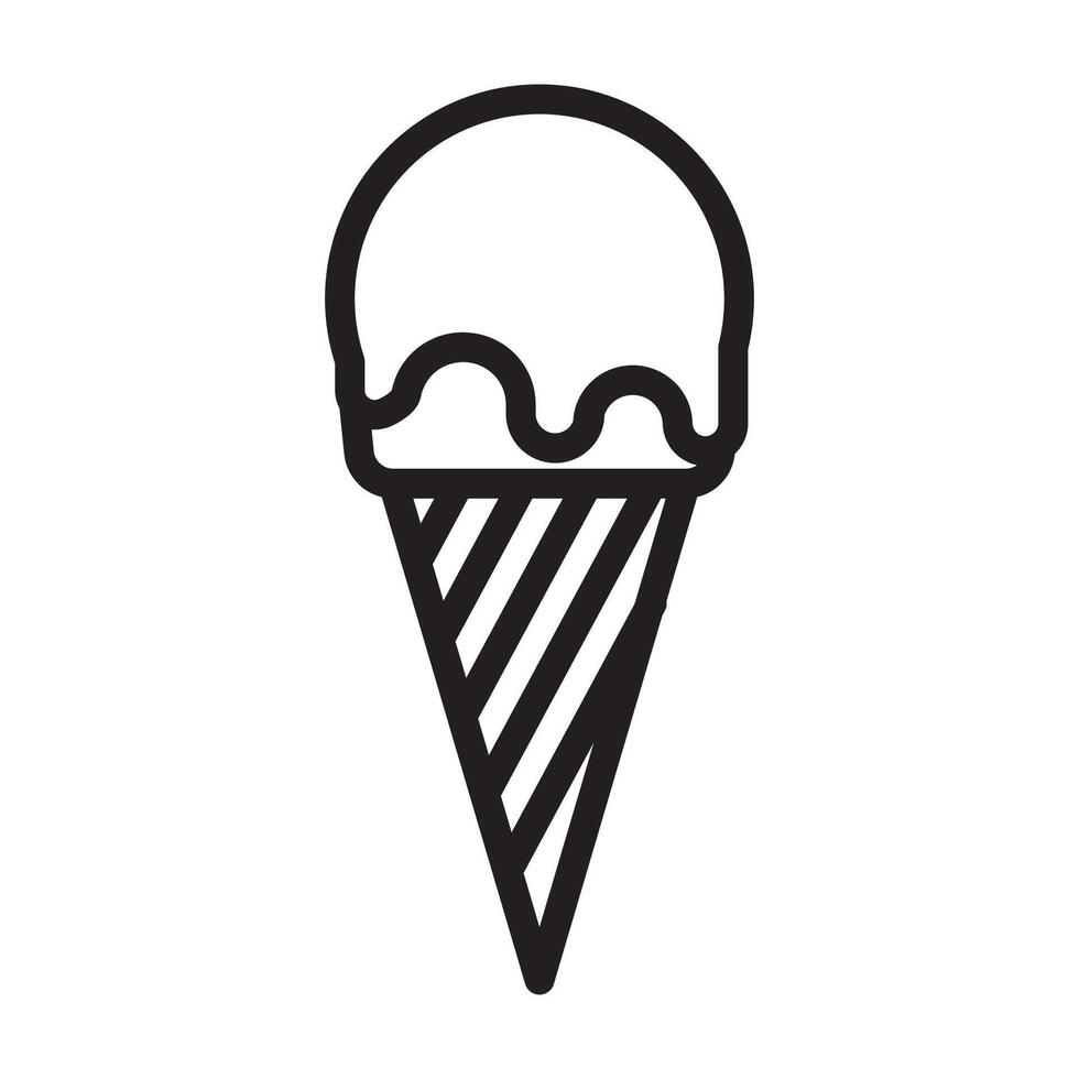 Ice cream cone icon in line style vector