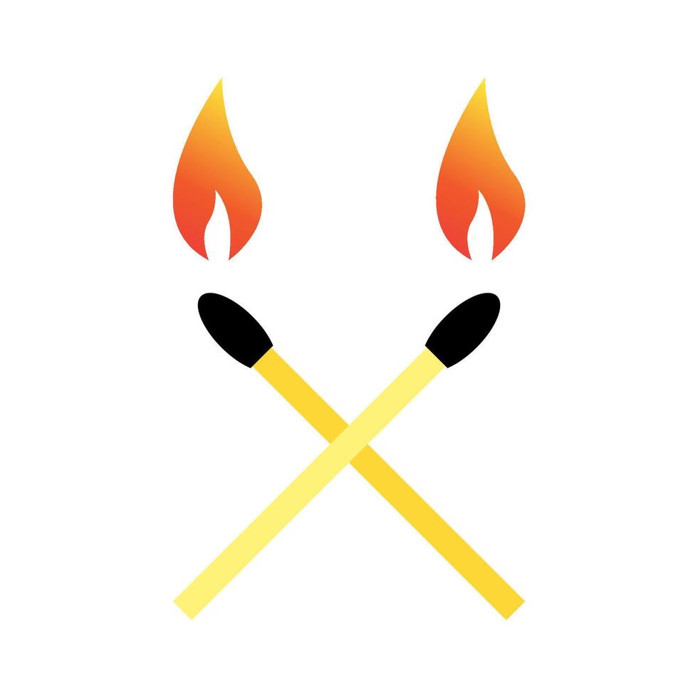Two crossed matchsticks with flames on them vector