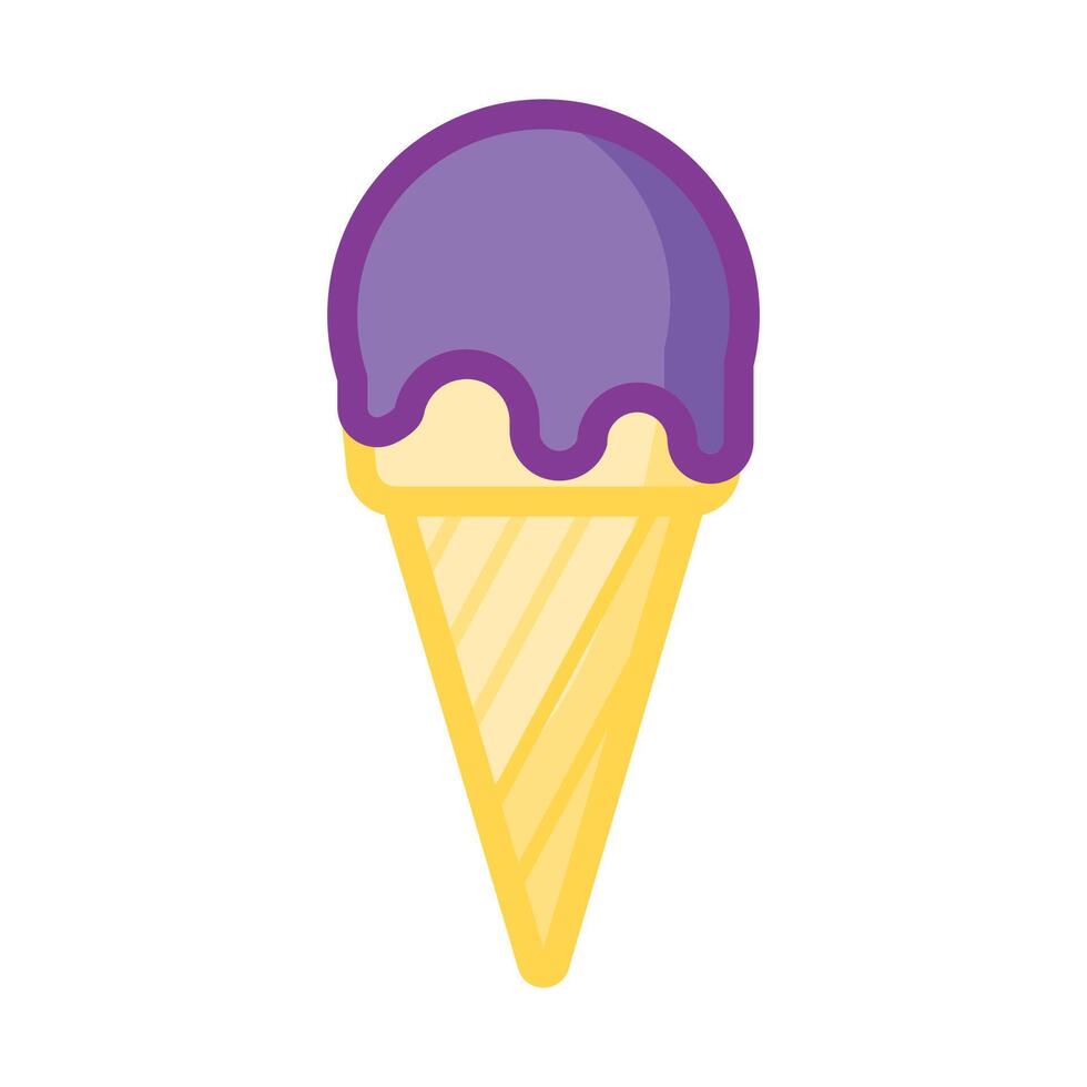 Ice cream cone with purple and yellow ice cream in it vector