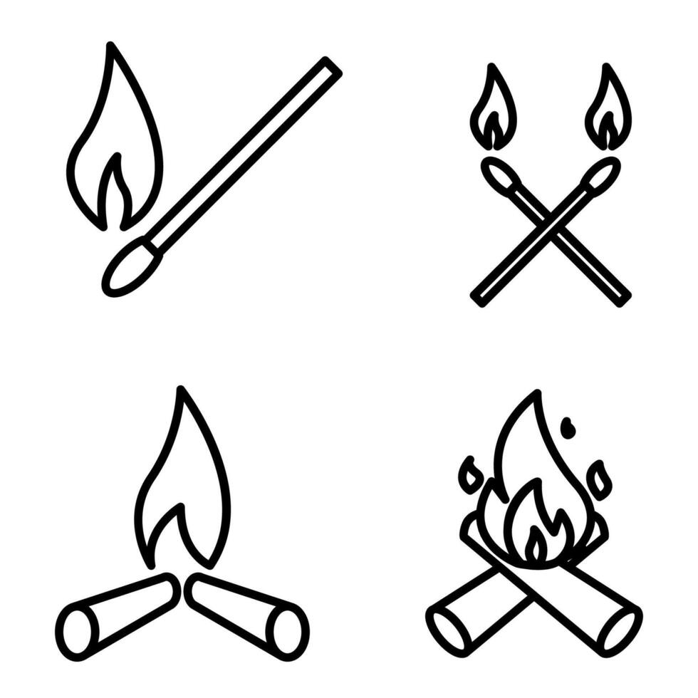 Four different types of campfire icons vector
