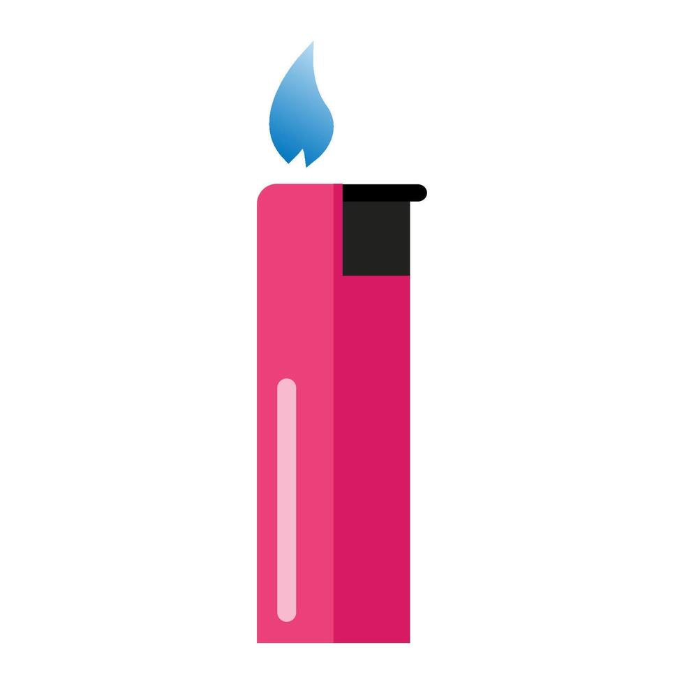Pink lighter with blue flame on top vector