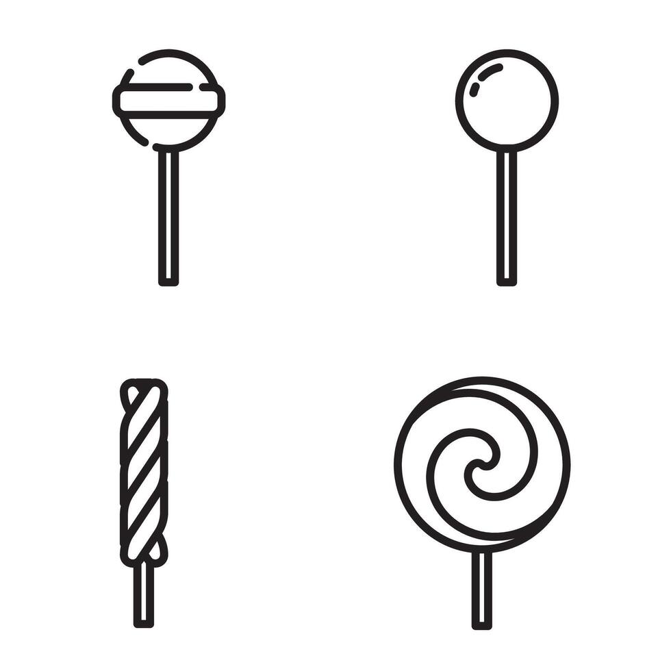 Lollipop icons set, black and white illustration vector