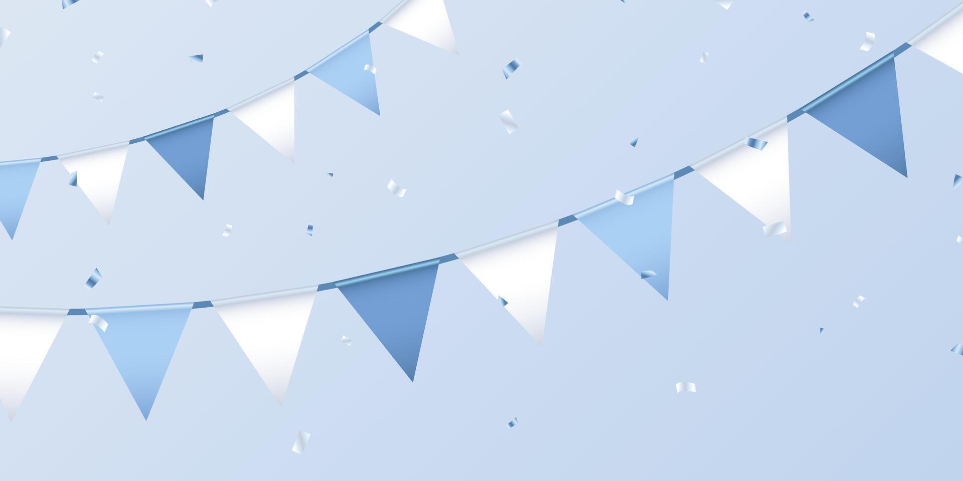 Blue and white bunting flags on a blue background vector