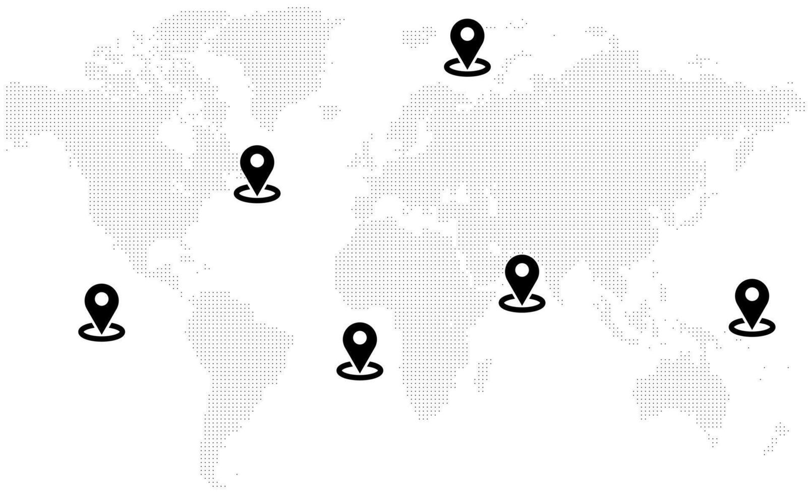 Technology inspired dotted world map for global networks with location shape vector
