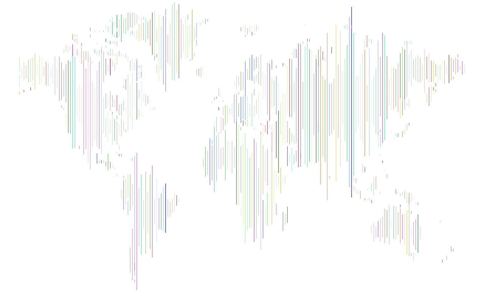 Vertical small line shape colourful world map vector