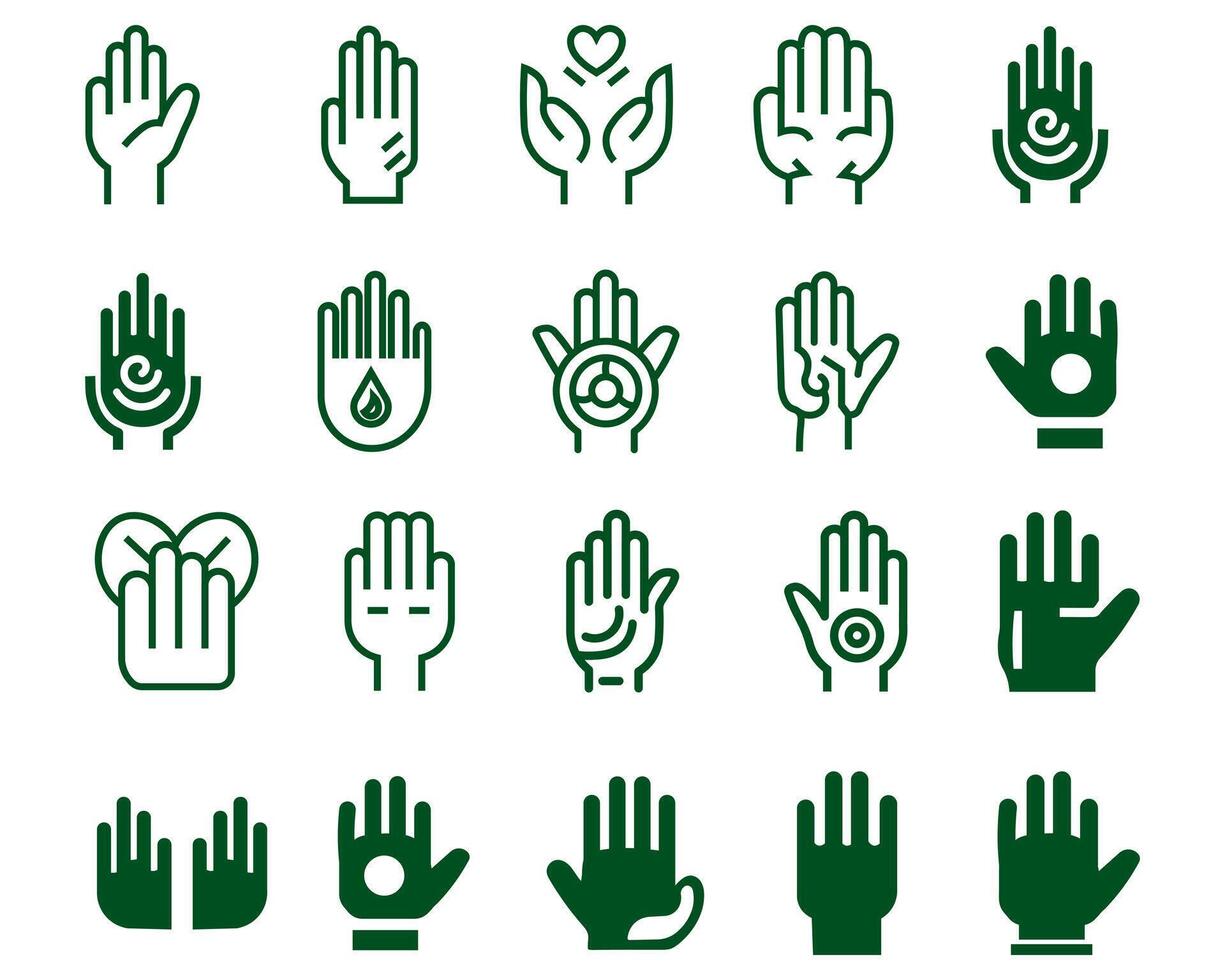 Trending human hand sign icon set collection. Realistic design on hand icon shape for graphic design elements vector