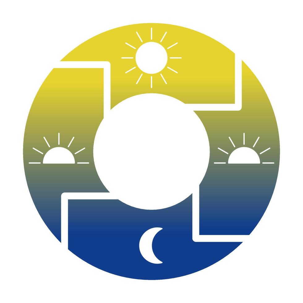 Change day and night cycle, movement path sun and moon icon. 24 clock with time of day. Circle with arrow sun and moon illustration vector