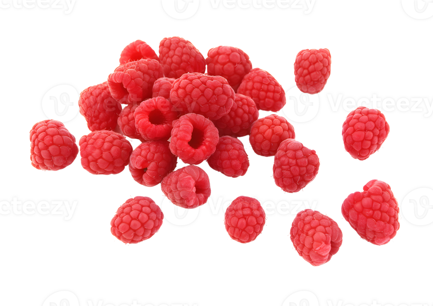 Raspberries , transparent fruit with a sweet-tart flavor profile png