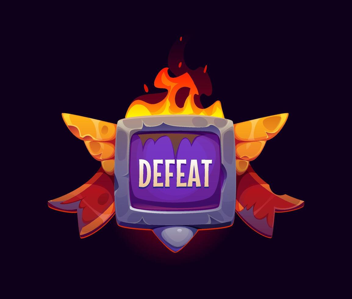 Defeat game frame icon, ui , videogame screen vector
