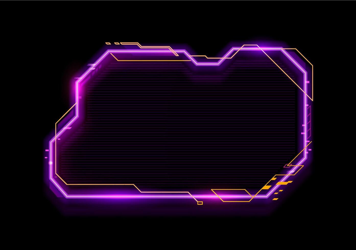 Neon game frame asset and HUD interface overlay vector