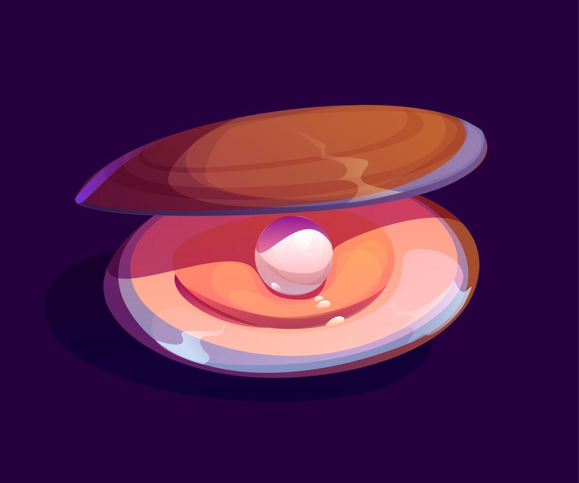 Cartoon pearl shell, oyster conch vector