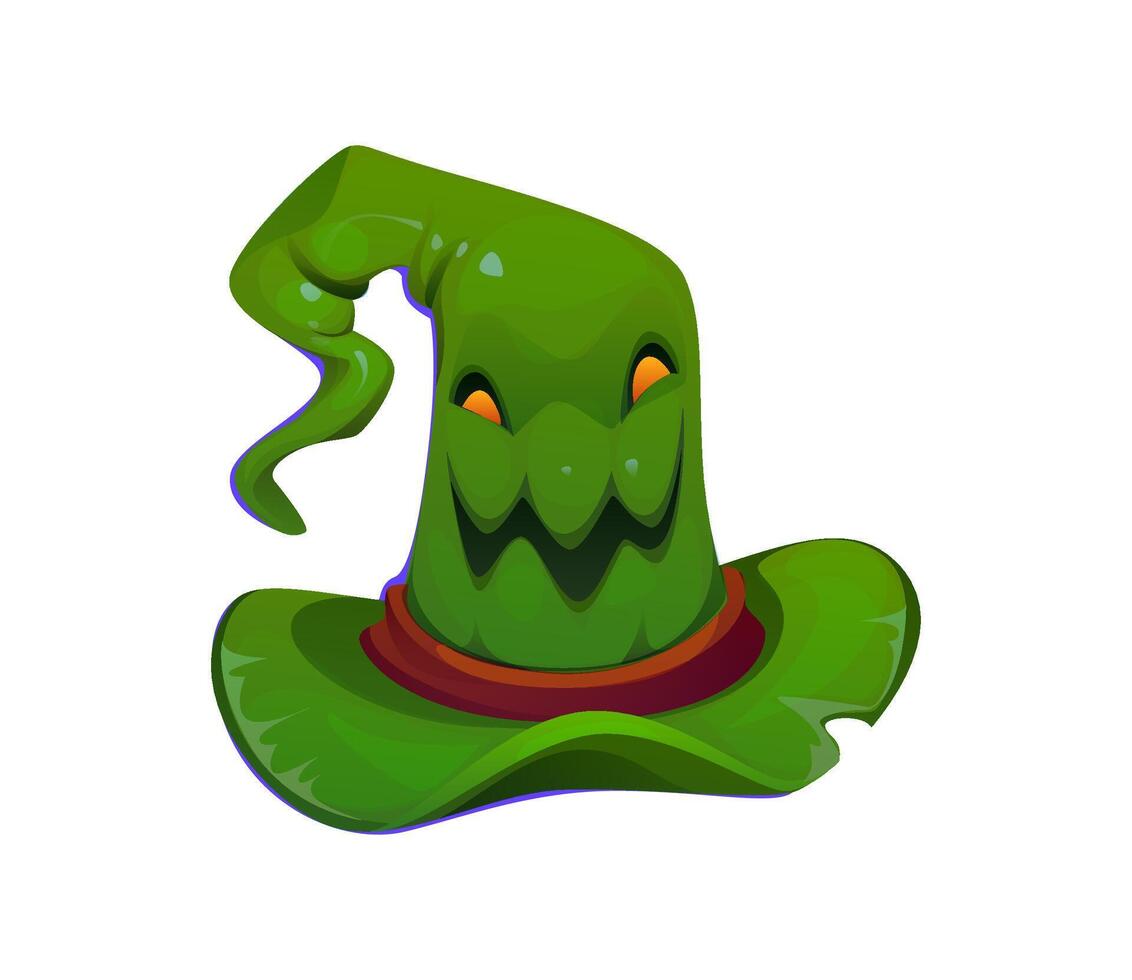 Cartoon Halloween witch hat with creepy face vector